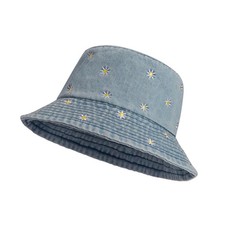 Jean Bucket Hat, Womens Mens Wide Brim Cotton, Beach Sun Hat, Travel, Denim