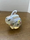 VTG Fenton Hand Painted Iridescent Glass BUNNY Rabbit Figure Floral Signed Rare