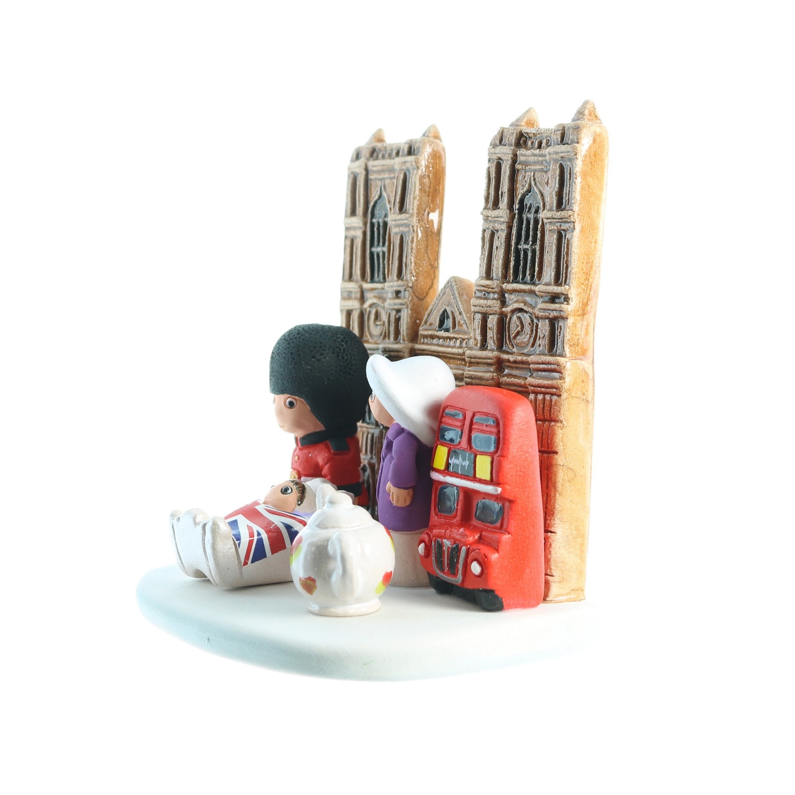 Crèche Londres céramique 8x7cm artisanale, objet de collection chic