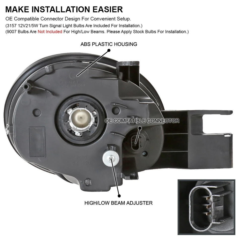 Black Fits 2003-2005 Dodge Neon Factory Style Headlights Head Lamps Left+RIght — 第 4/4 张图片