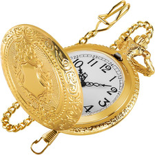 Gold Shield Men'S Pocket Watch, Arabic Numeral Digital Scale Men'S Quartz Pocket