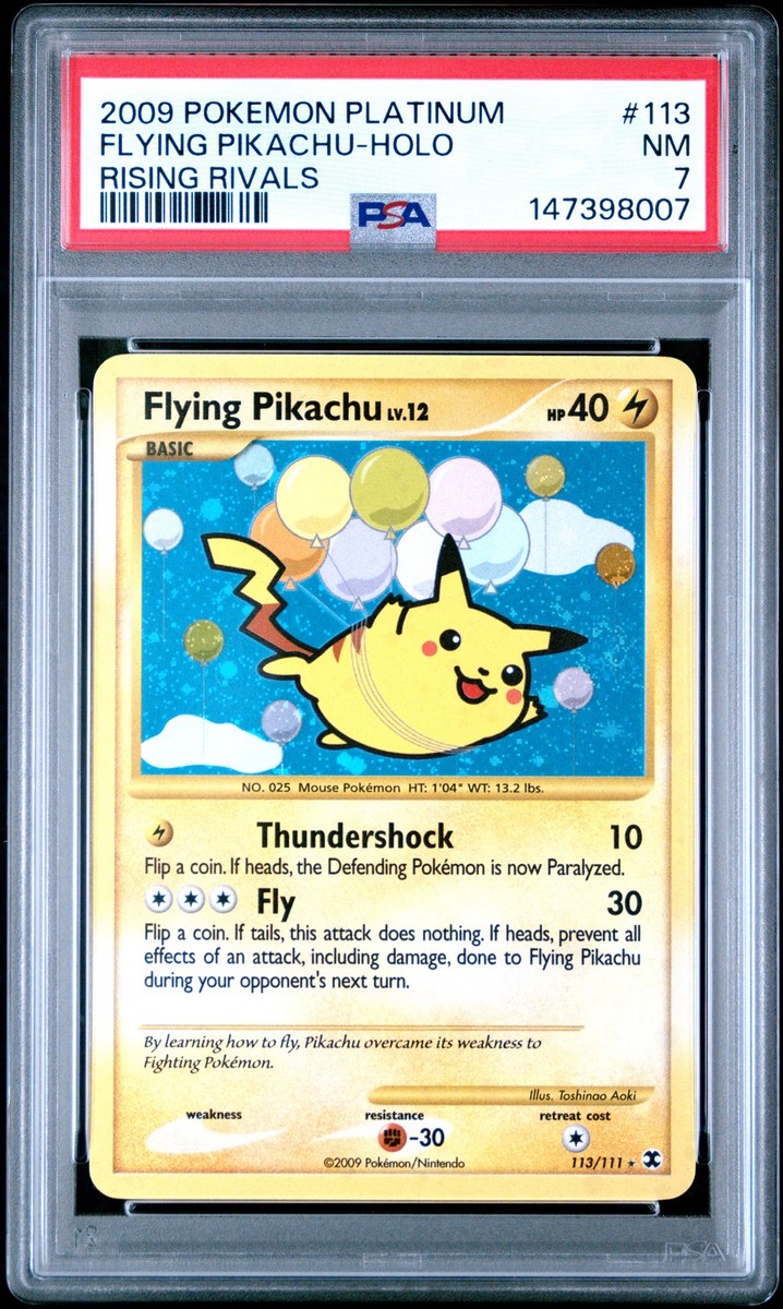 2009 POKEMON PLATINUM RISING RIVALS #113 FLYING PIKACHU-HOLO PSA 7