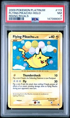 2009 POKEMON PLATINUM RISING RIVALS #113 FLYING PIKACHU-HOLO PSA 7