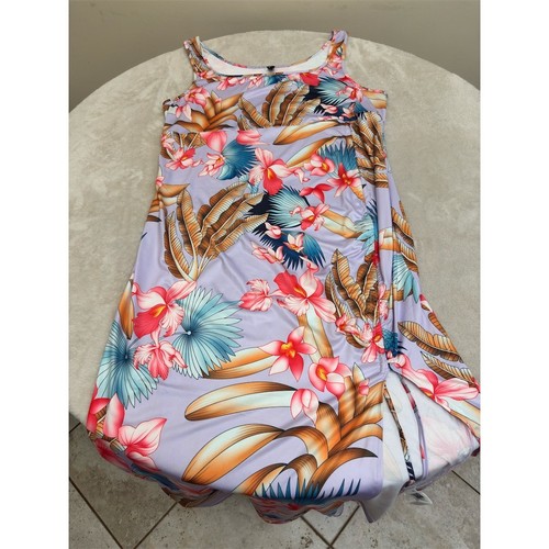 SHEIN Curve Dress Womens 3XL Purple Tropical Floral Sleeveless Midi