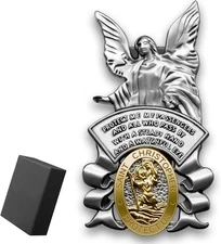 Guardian Angel Visor Clip Saint Christopher Medal for Car St... 
