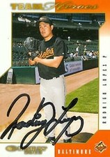 Rodrigo Lopez autographed Baseball Card (Orioles) 2003 Donruss Team Heroes #58