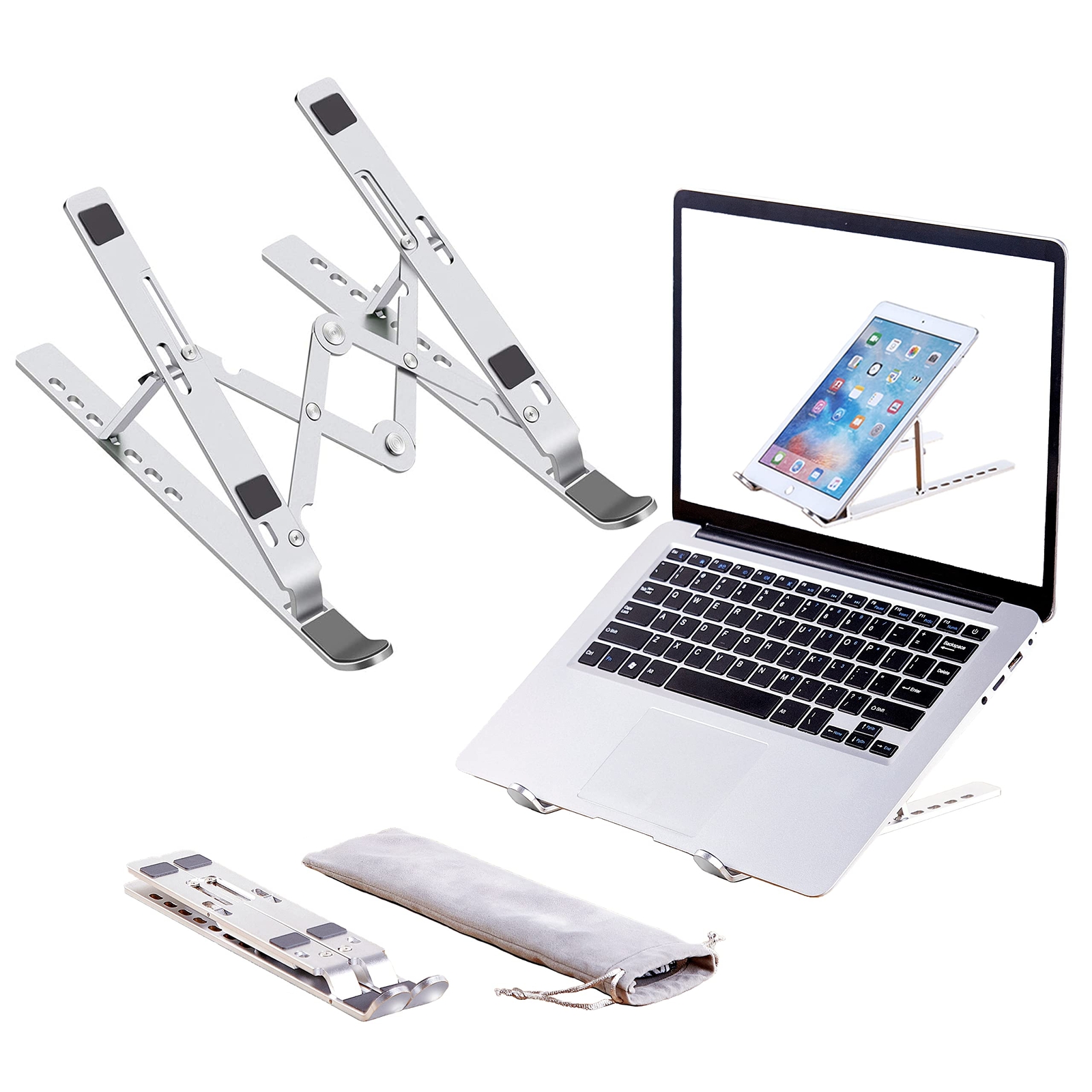 Adjustable Aluminum Foldable Portable Laptop Stand Riser for Desk-image