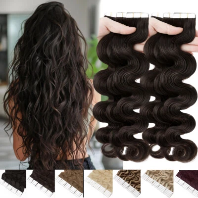 Gewellt Tape In / On 100% Echthaar Remy Hair Extensions Haarverlängerung 40Stück - Bild 1 von 4