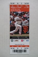 SAN FRANCISCO GIANTS VS OAKLAND ATHLETICS 7/10/2014 FULL TICKET~ ANGEL PAGAN