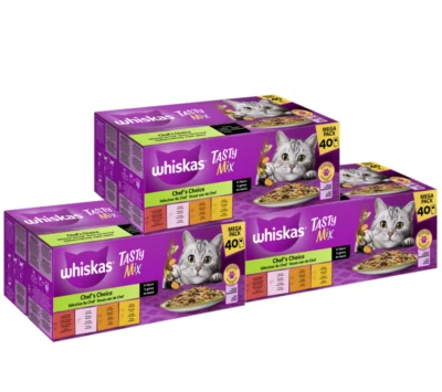 120x85g Whiskas TASTY MIxKatzenfutter Nassfutter Mega Pack Chef's Choice Sauce