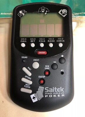 VTG Saitek Pro Draw Poker Electronic Toy Hand Held Card Game 1993, Open Package
