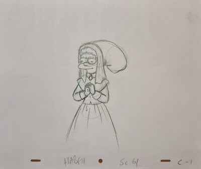 Simpsons TV Show Original Cartoon Animation Kunst Cel Zeichnung MARGE Simpson #90
