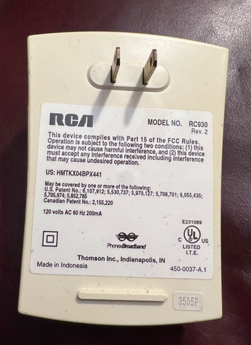 RCA Wireless Modem Jack RC930 Replacement Base Unit Only