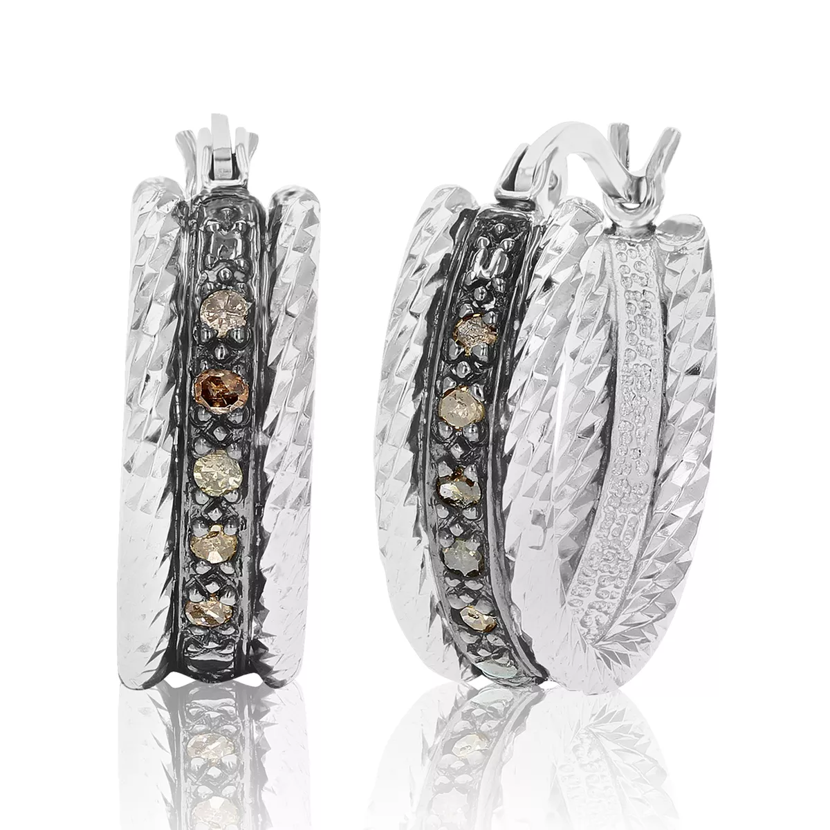 Champagne diamond hoop earrings deals