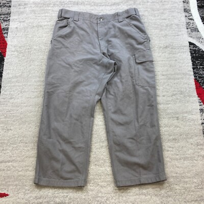 Duluth Trading Cargo Carpenter Canvas Pants 44 Gray Hiker Worker Outdoors 44x30