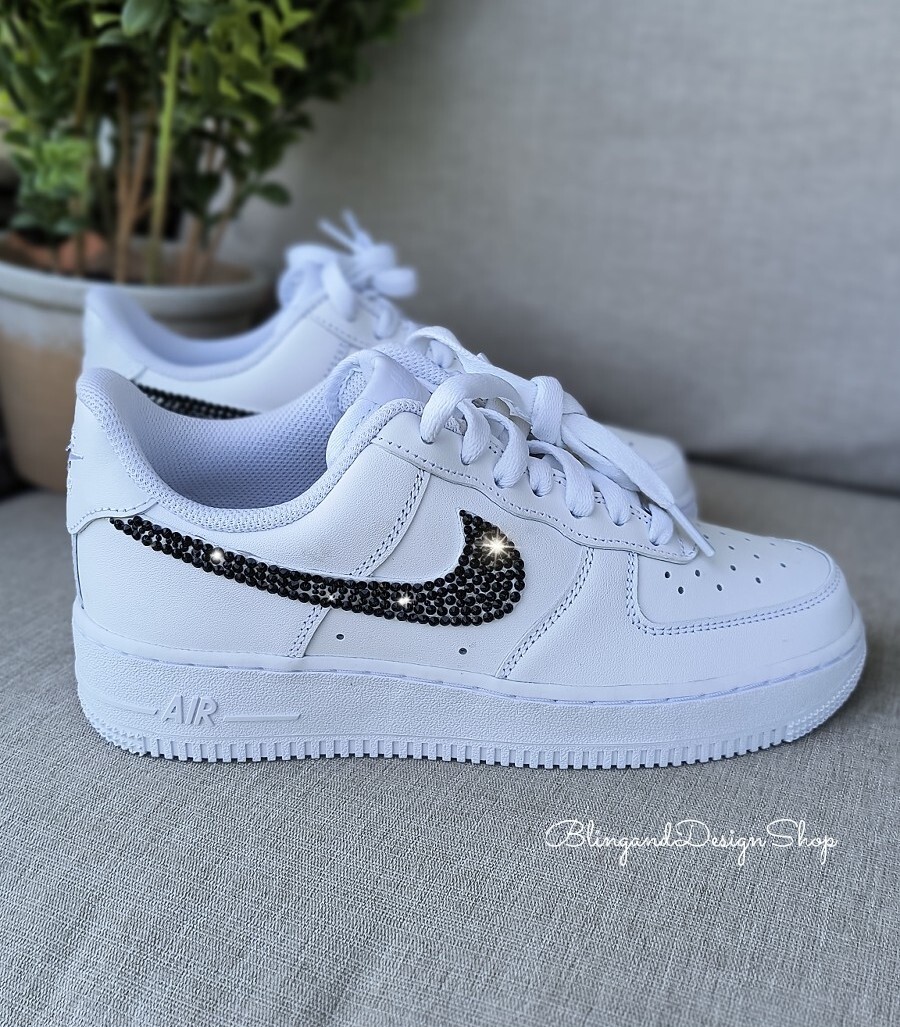 Women's Nike Air Force 07 White Sneakers made with Swarovski Crystals  Custom