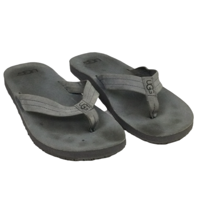 UGG Grey Leather Thong Flip Flop Men display picture 2