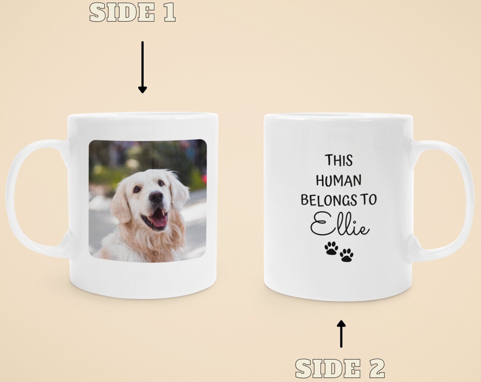 Personalised This Human Belongs To Mug Dog Mum Mug Dog Photo Mug Dog Dad Mug