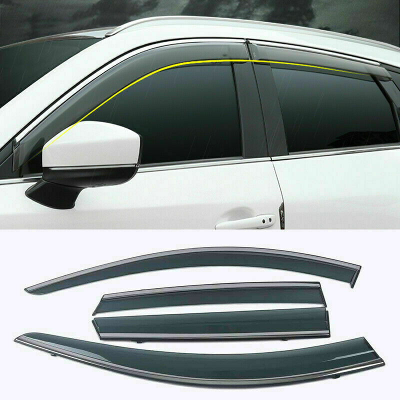 4P Window Visor Vent Sun Shade Rain Guards Door Visor Trim For