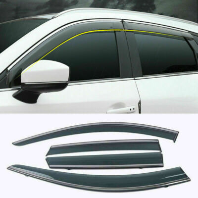4P Window Visor Vent Sun Shade Rain Guards Door Visor Trim For