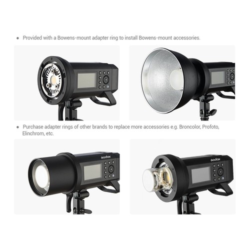 US Godox AD400Pro 2.4G TTL Studio Flash+BD-04 Barn Door+95cm Softbox Stand Kit - Picture 7 of 12