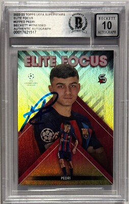 2022-23 Topps UEFA Superstars Signed Pedri #EFPED Barcelona Beckett Auto 10