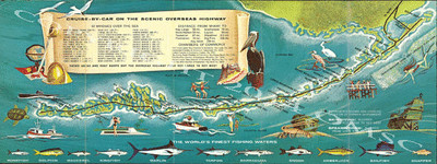 Florida Keys Treasure Map Metal Signs, Beach Decor, Travel Poster