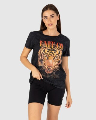 Unit Ladies PREY Tee Vintage Stonewashed T-Shirt Tiger Wild & Free 10 12 14 16