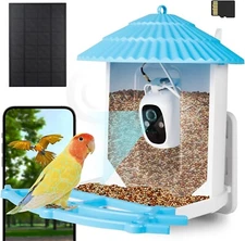 Smart Bird Feeder Camera with AI Bird Species, 4MP HD Live TF Card Solar Panel
