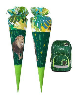 Schultüte mit Löwe, passend zum  Ergobag RambazamBär, für jungen, genäht