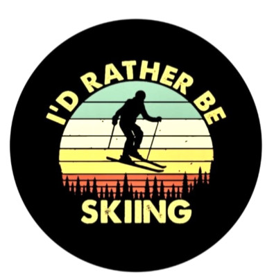I  d Rather Be Skiing Alpine Ski  2.25   Pinback Button Pin Badge