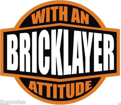 8cm 2xAufkleber Sticker Decal Laptop Farbe bunt Bricklayer An Attitude F689