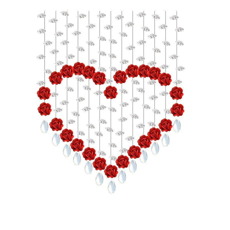 Cortinas de cuentas de vidrio de cristal de 25 cuerdas con forma de corazón divisor de entrada de habitación moderno Foto 4 de 4