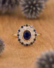 2Ct Oval Cut Lab-Created Blue Sapphire Engagement Ring 14K Yellow Gold Plated