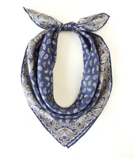 100% twill Silk 20" Square Scarf Women men neckerchief Wrap paisley blue SC20-B