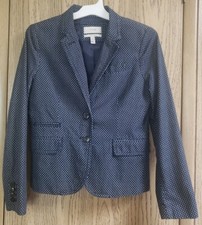 J. CREW SCHOOLBOY BLAZER JACKET Preppy Blue White Polka Dots Size 4 Old Money