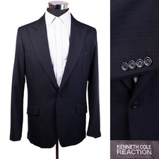 Kenneth Cole Reaction Black Striped 1 Button Single Vented Blazer Jacket 40