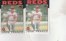 FREE SHIPPING-MINT-1986 Topps #54  John Franco  Reds-2 CARDS