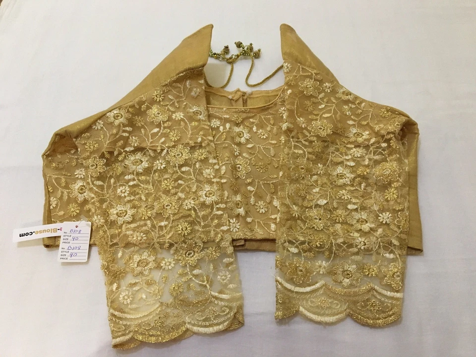 Blusa sari lista para usar, blusa compartida, choli indio talla 40 dorada Foto 4 de 4