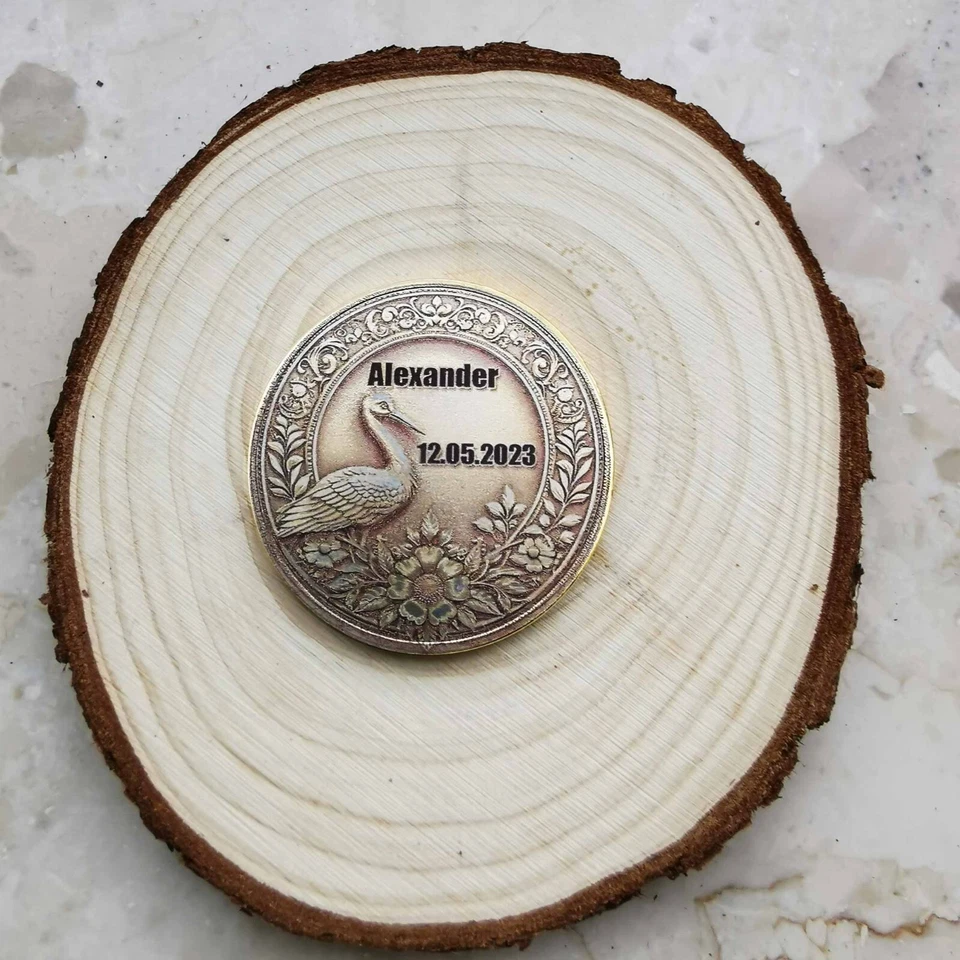 Geburtsmünze Geschenkidee Geburt Taufe personalisiert Münze Baby Andenken - Bild 4 von 4
