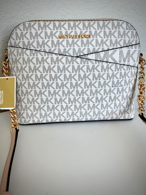New Michael Kors Crosdsdbody Bag, Leather, MK Pattern, Jet Set, Medium