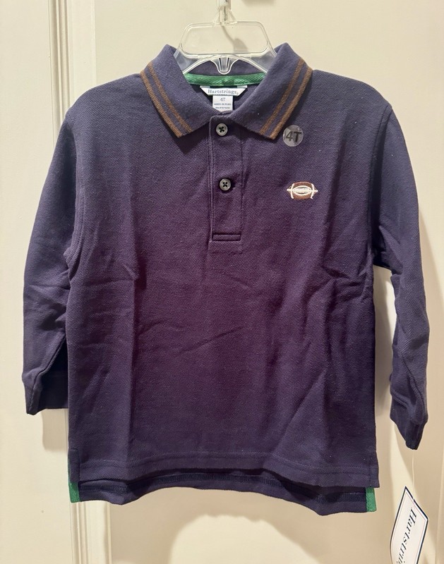 Toddler Boy Embroidered Football Long Sleeve Polo Shirt By HARTSTRINGS - Size 4T
