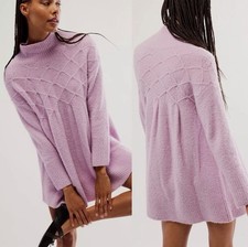 Free People Jaci Turtleneck Sweater Dress Lavender Purple Size Small Boho Cozy