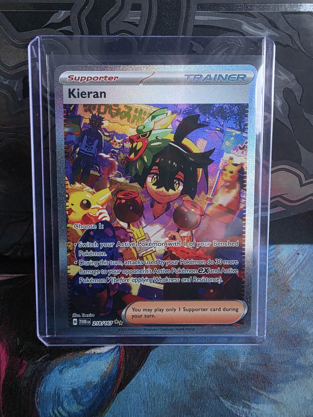 Pokemon Kieran Trainer Sir Twilight Masquerade Card 218/167 Near Mint Condition