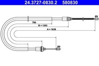 Neu - Ate 24.3727-0830.2 Seilzug, Feststellbremse FüR Peugeot