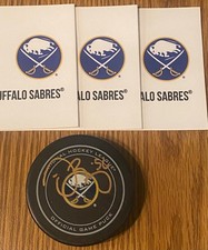 Justin Bailey signed BUFFALO SABRES Puck W/ COA (beautiful gold auto)  w/bonus