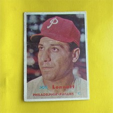 Topps 1957 Joe Lonnett #241 Rookie Philadelphia Phillies Baseball Card. rookie card picture
