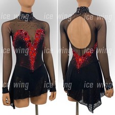 Ice Figure Skating Dress Rhythmic Gymnastics Twirling Competition black