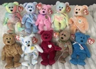 Vintage Ty Beanie Babies ALL BEARS Lot Of 10 With Tag Protectors 1996-2001 MINT