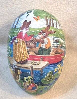 Vintage Nestler 6'' Paper Mache Easter Egg Row Boat Made in Germany